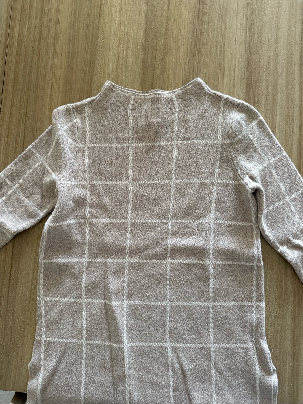 Women's LOFT Cream Windowpane Knit Sweater